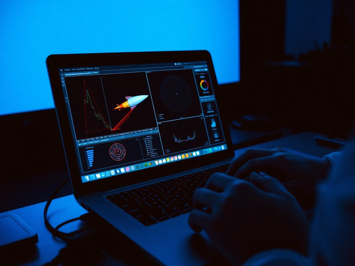 A simulation screen showing a predicted rocket flight profile and apogee